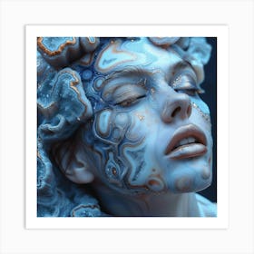 Woman With A Blue Face Art Print