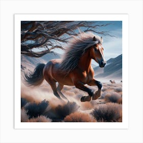 Horse Running In The Desert 2 Art Print