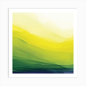 Abstract - Yellow And Green Mountains Art Print