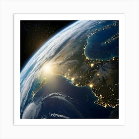 Earth At Night 29 Art Print