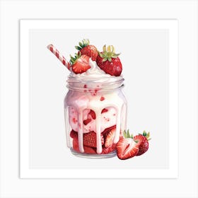 Strawberry Ice Cream In A Mason Jar 1 Art Print