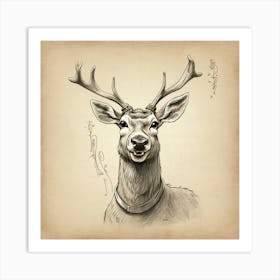 Deer Head 19 Art Print