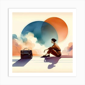 Woman Sitting On A Bench Art Print