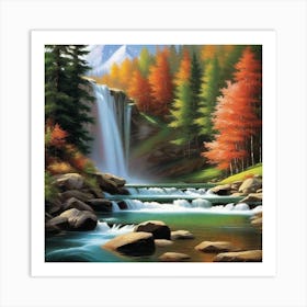 Waterfall In Autumn 20 Art Print