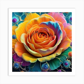 Abstract painting of a magical organic rose 1 Art Print