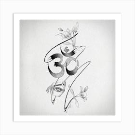 Aum, Eye and Flowers Art Print