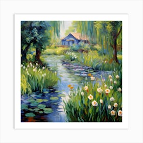 Tranquil Tapestry: Monet's Riverside Dreams Art Print