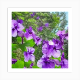 Purple Trumpet Flowers Adeline Yeo Art Print