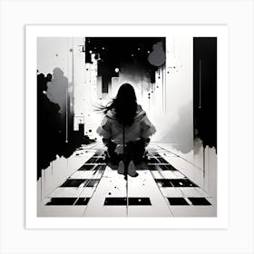 Girl Sitting On The Floor Art Print