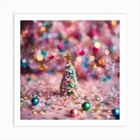 Christmas Tree With Confetti Art Print