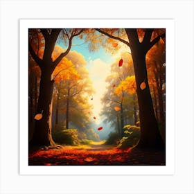 Autumn Leaves and Trees Art Print