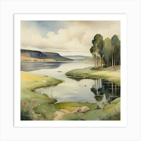 Small Lake 1919 By Magnus Enckell Watercolor Cartoon 1 Art Print