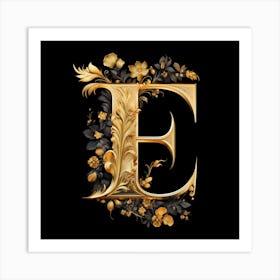 Gold Letter E Art Print