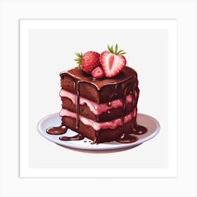 Chocolate Cake With Strawberries 5 Art Print