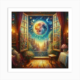 Moonlight Through The Window Art Print