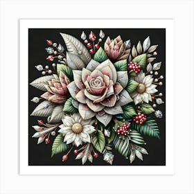 Roses And Leaves Art Print