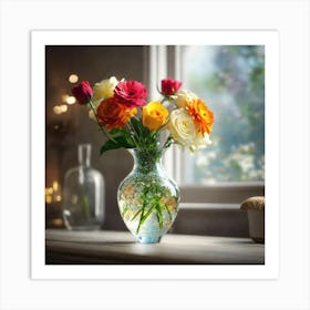 Roses In A Vase 3 Art Print