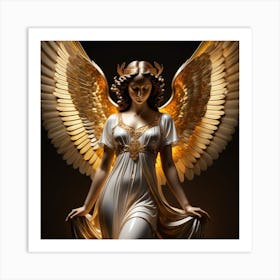 Angel With Golden Wings Art Print