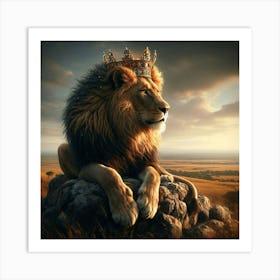 Lion King On Rock Art Print