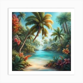 Tropical Landscape Painting 1 Art Print