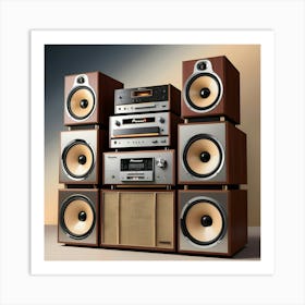 A Highly Detailed, Ultra High Resolution Illustration Of A Vintage, Old School Pioneer Stack Sound System And Speakers 2 Art Print