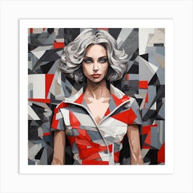 Abstract Woman In Red Dress Art Print