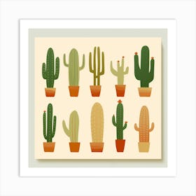 Rizwanakhan Simple Abstract Cactus Non Uniform Shapes Petrol 32 Art Print