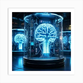 Cyber Brain Fusing Advanced Ai Technology Intricate Neural Networks Visible Glowing Circuitry Fut (7) Art Print