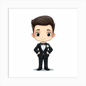 Cartoon Groom In Tuxedo Art Print