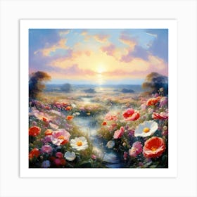 Bloemenzee Dutch For Sea Of Flowers Fields Of Flowers In A Dreamlike State With Swirling 1 Art Print