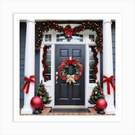 Christmas Front Porch 3 Art Print