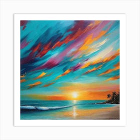 Sunset At The Beach 752 Art Print