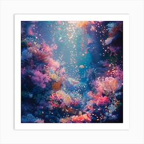 Under The Sea Pinks Blues Art Print