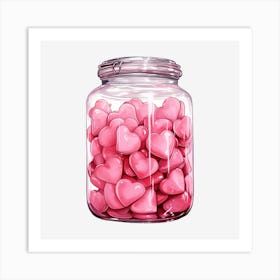 Pink Hearts In A Jar 8 Art Print