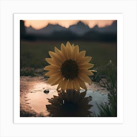 Sunflower At Sunset Art Print