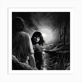 Phantom Of The Forest black and white manga Junji Ito style Art Print