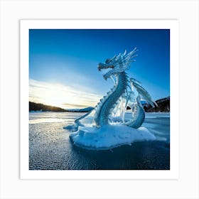 Firefly Majestic Ice Dragon Above Frozen Lake 58629 (2) Art Print