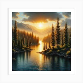 Sunset Over Lake 52 Art Print