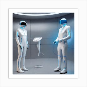 Futuristic Man And Woman Art Print