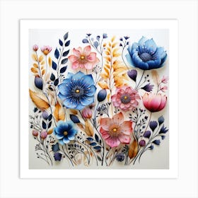 Flowers On Paper Art Print