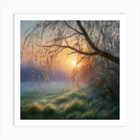 Morning Serenity An Enchanting Impressionist Sunrise (4) Art Print