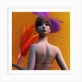 Sexy Woman With Feathers Art Print