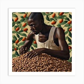 Man Sorting Almonds Art Print