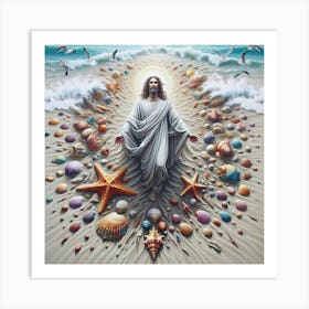 Jesus On The Beach Art Print