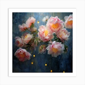 Peonies Aglow 01 Art Print