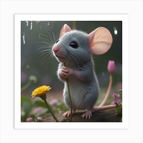 Mouse In The Rain 1 Art Print