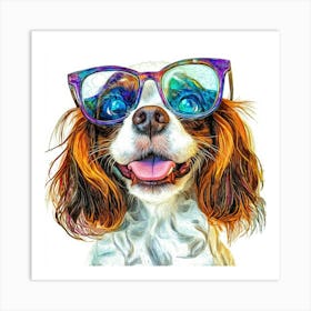 Dog With Glasses 24 Art Print