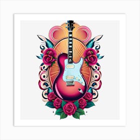 Electric Guitar With Roses 15 Art Print