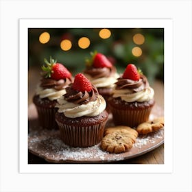 Asm Christmas Dessert With Chocolate And Strawberry Li Cab96deb 7edf 4c98 9e64 065326b53bef Art Print