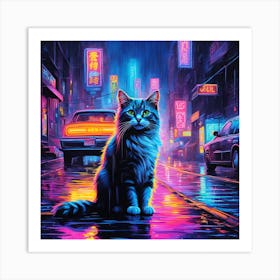 Cat On The Street Art Print